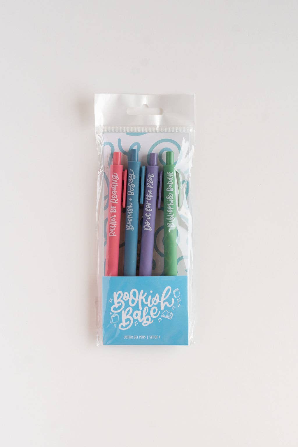 Packaged set of colorful markers with 'Bookish Babe' branding on a white background
