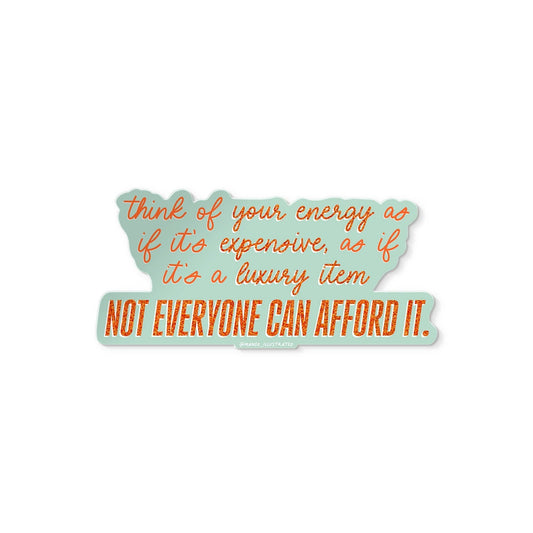 Motivational sticker with orange text on a light blue background
