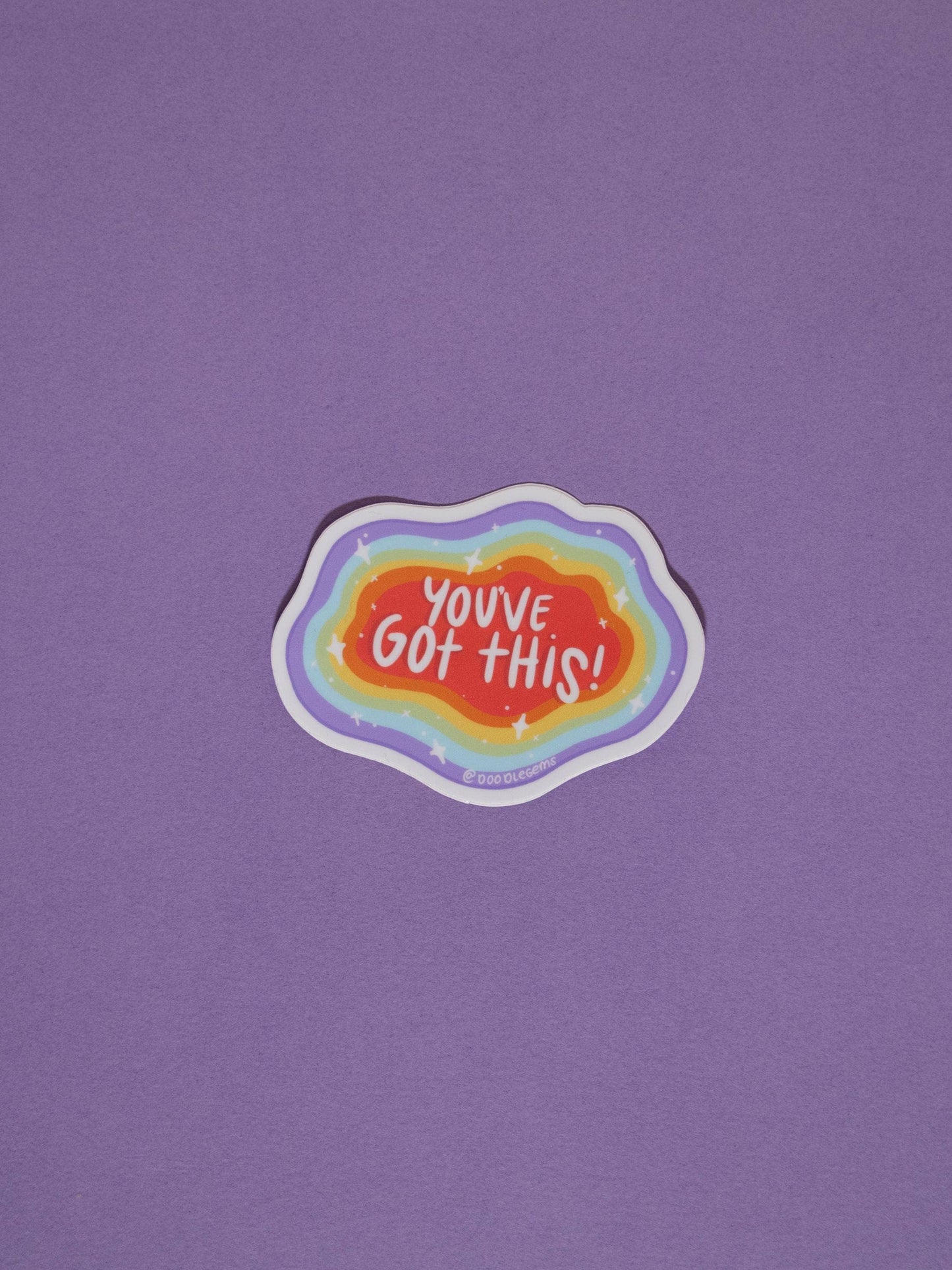 Colorful 'You've Got This!' sticker on a purple background