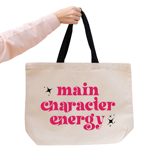 Main Character Energy Tote — Cute Bookish Canvas Bag