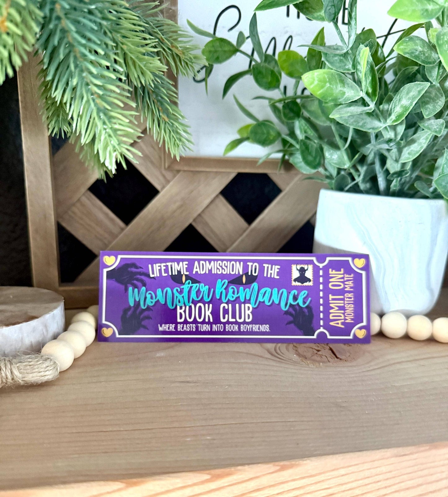 Monster Romance Book Club Ticket Bookmark