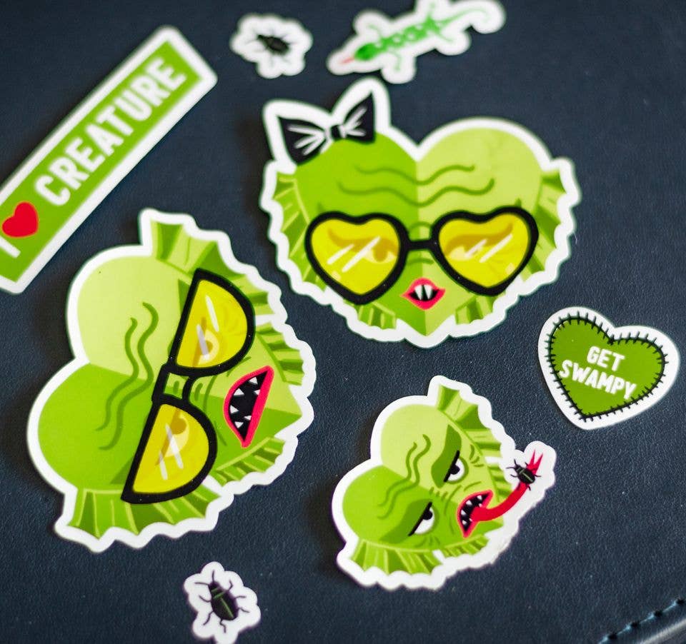 I ❤️ Creatures Vinyl Sticker Sheet | Cute Swamp Monster Stickers