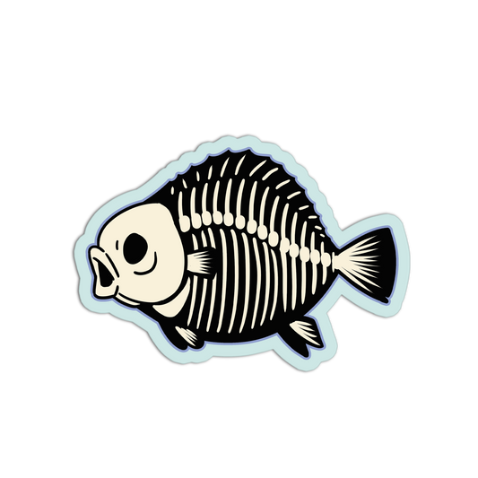 Fish skeleton illustration on a white background