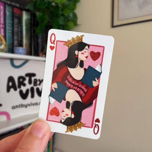 Queen of Books Playing Card Sticker – Kindle & E-Reader