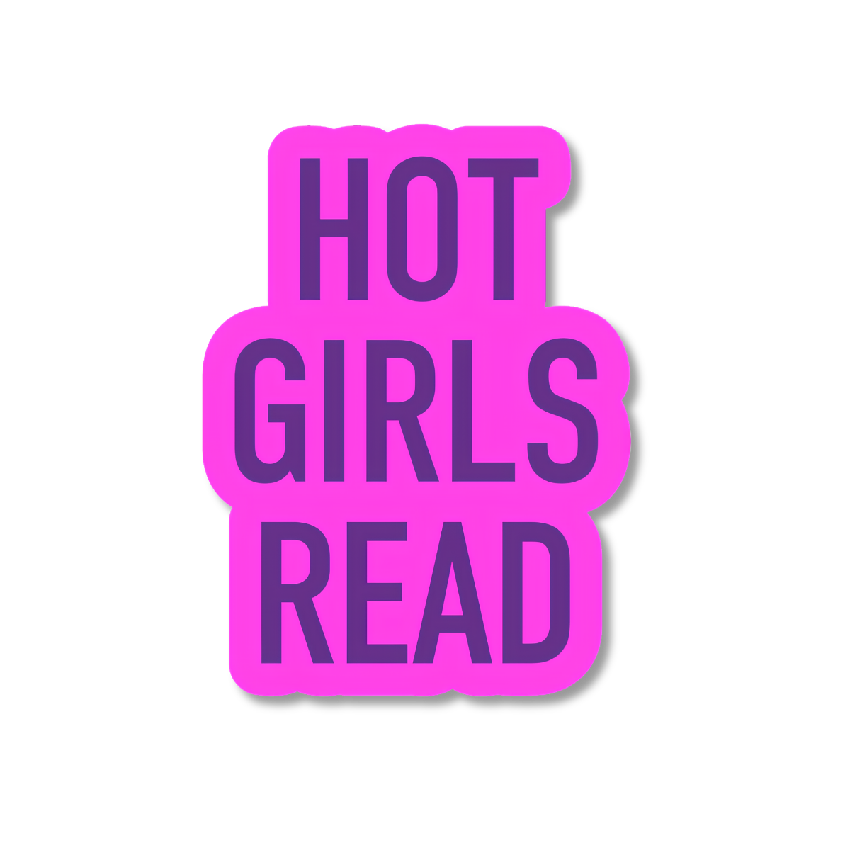 Pink and purple 'HOT GIRLS READ' text on a white background