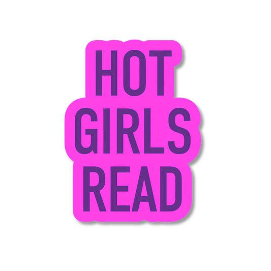 Pink and purple 'HOT GIRLS READ' text on a white background
