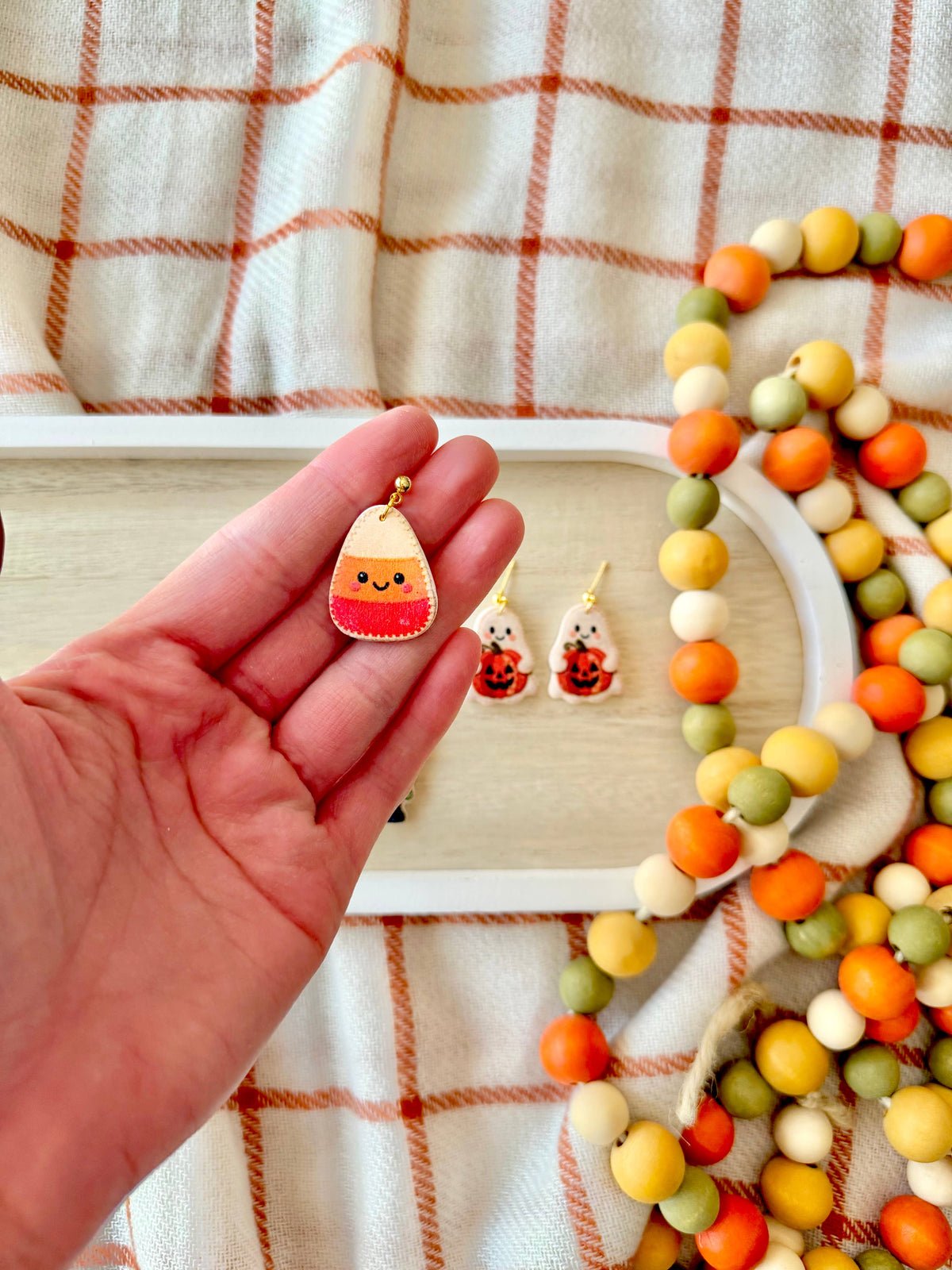 Cute Halloween Earrings | Candy Corn, Frankenstein & Ghost Clay Earrings
