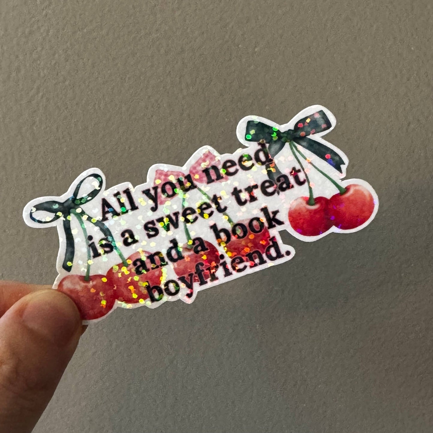 Sweet Treat & Book Boyfriend Sticker | Coquette Romance Reader Sticker