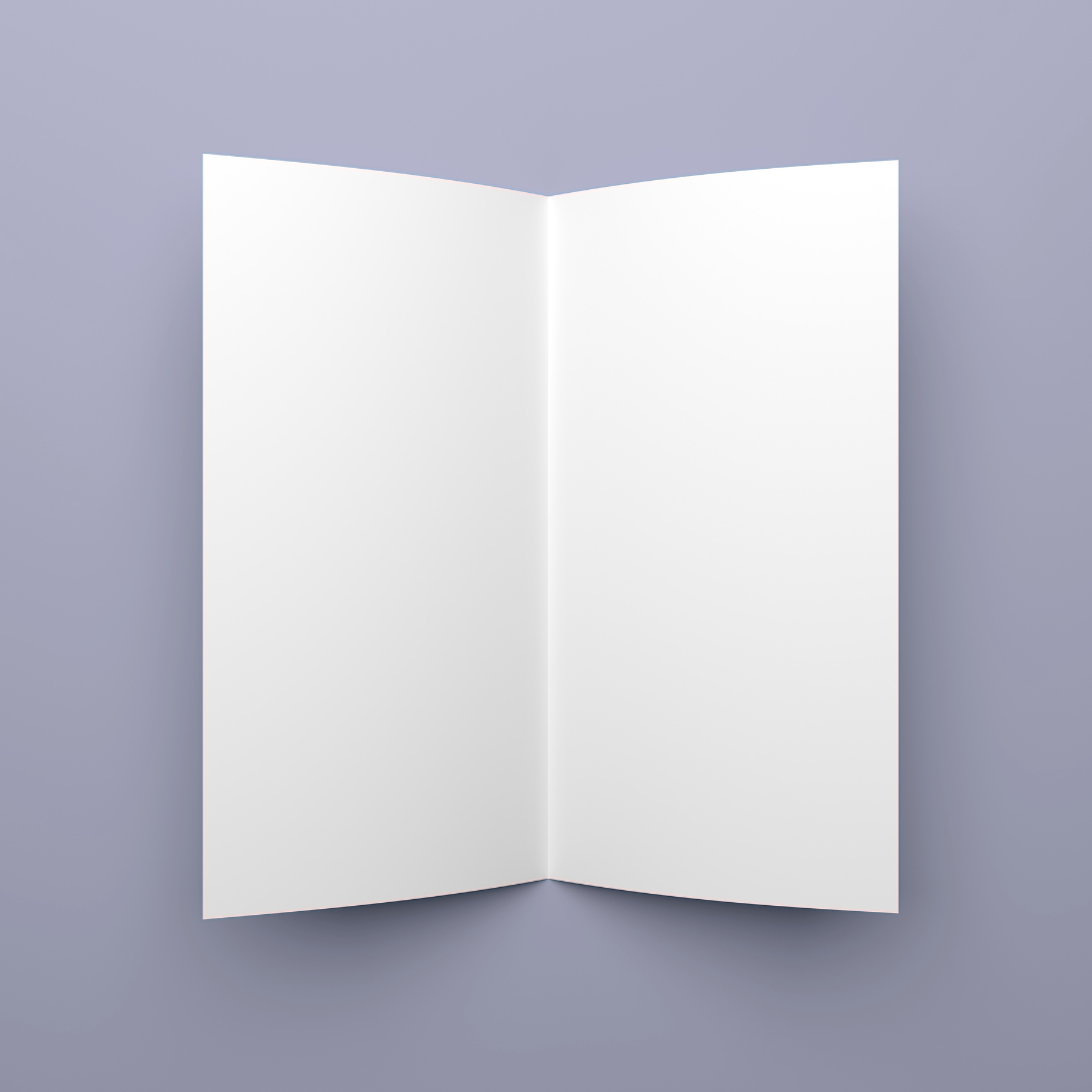 Open blank inside greeting card on a gray background