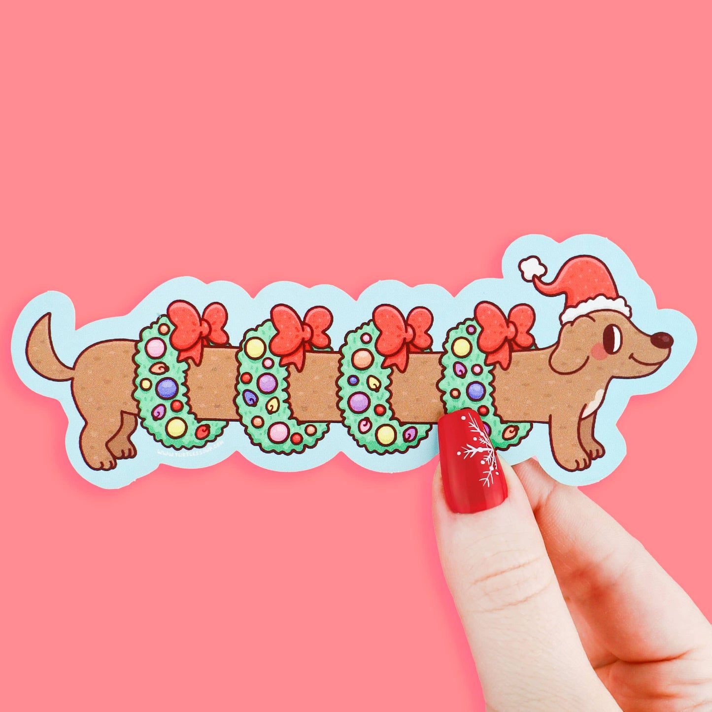 Holiday Weenie Dog Bookmark