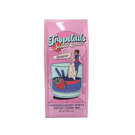 Tropetails Instant Cheers Lavender Berry Spritz instant drink mix package on a white background