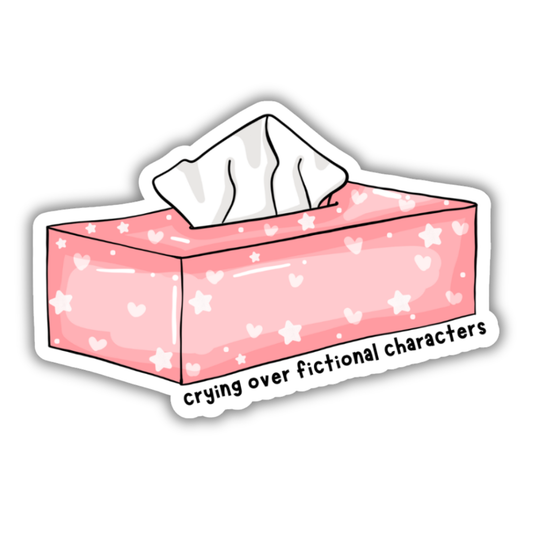 Pink tissue box with tissues, decorated with white stars and hearts, on a white background.
