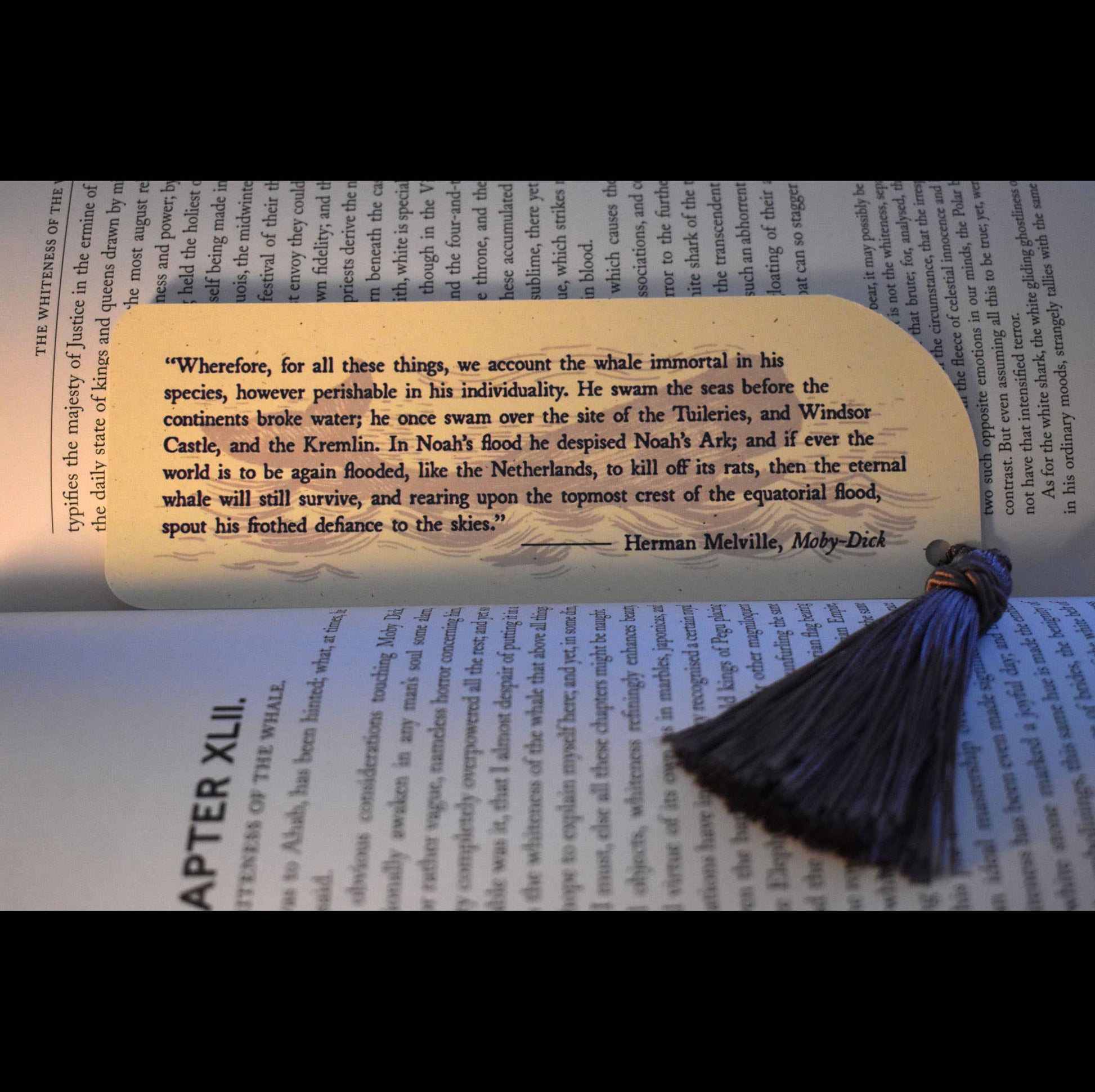 Bookmark with text on a book page