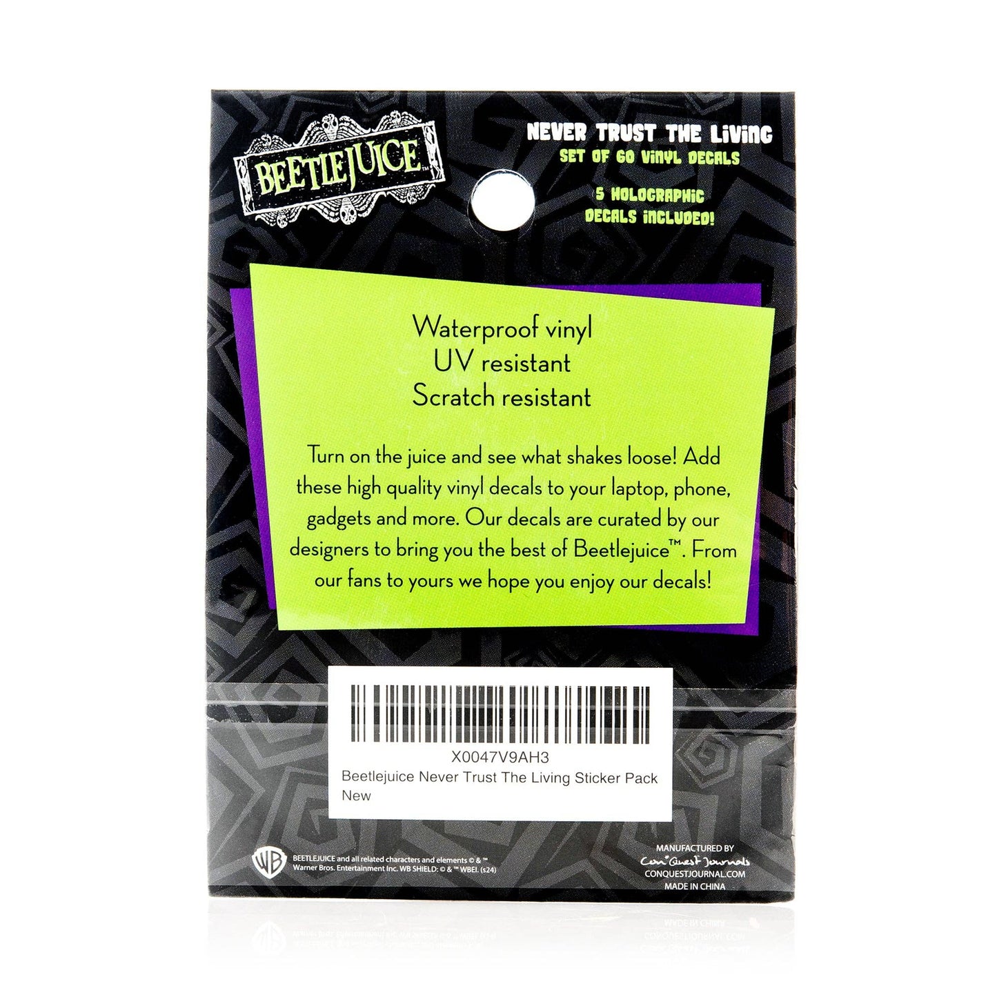 Beetlejuice Never Trust the Living Decals | 60-Pack Vinyl Sticker Set