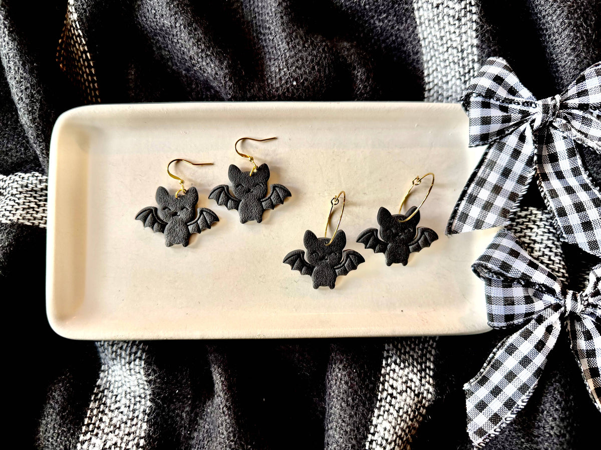 Happy Bat Earrings | Polymer Clay Halloween Earrings