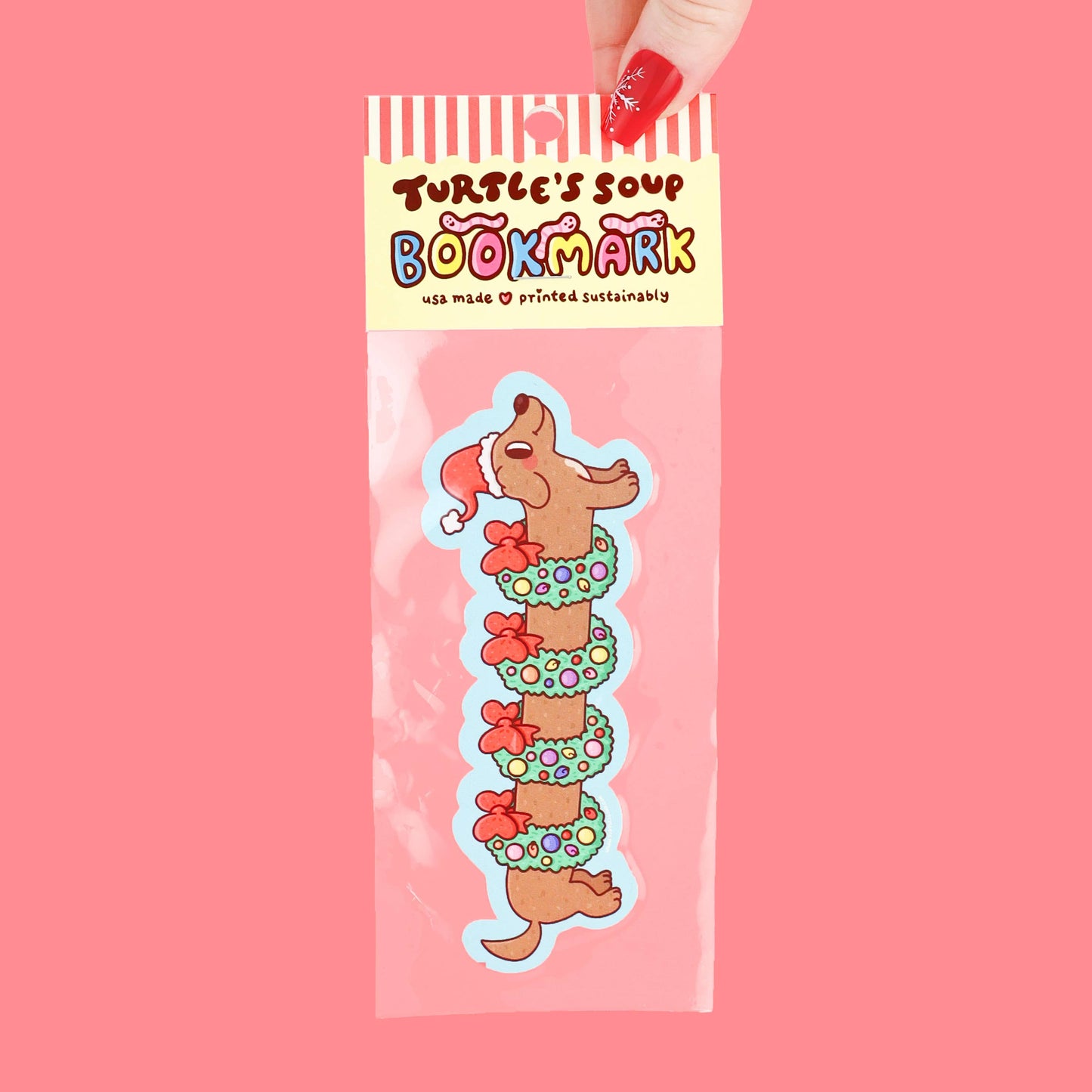 Holiday Weenie Dog Bookmark
