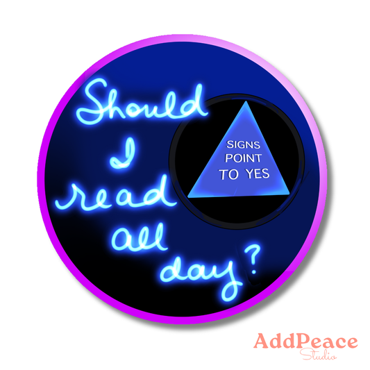 Neon-style text on a circular background with a question mark and 'AddPeace Studio' branding.