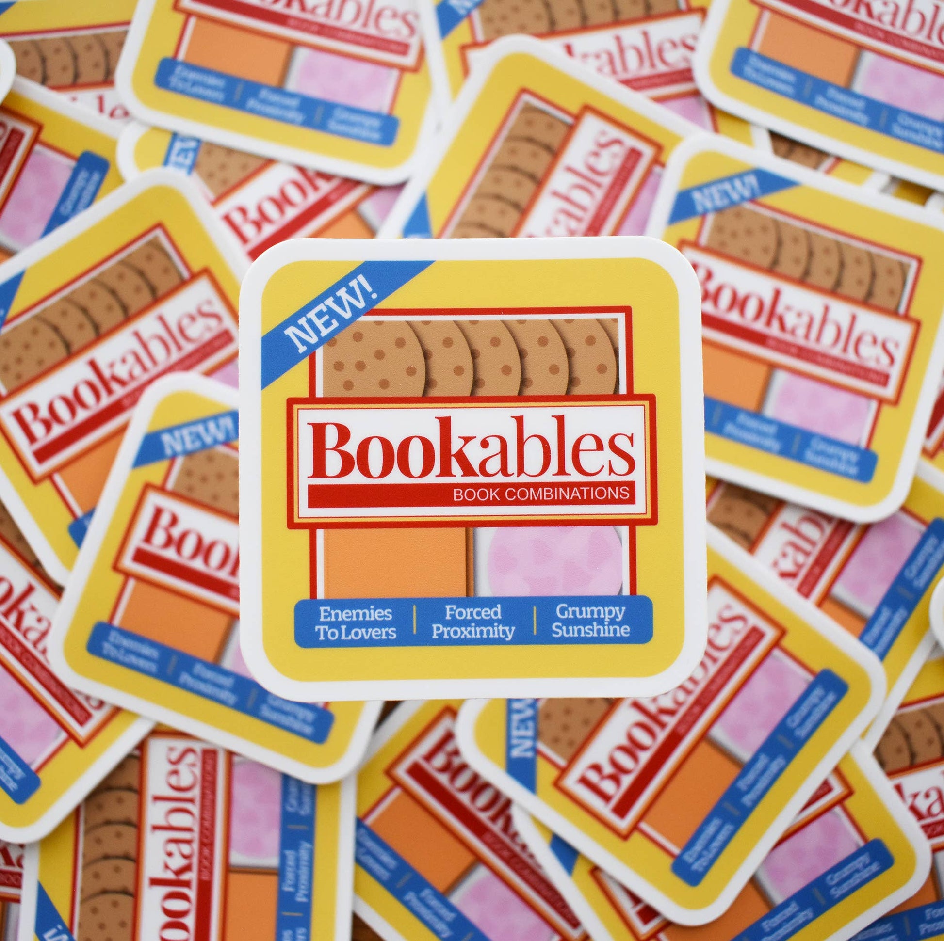 Stack of 'Bookables' card packs with colorful designs and text.