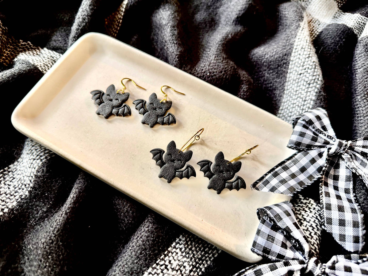 Happy Bat Earrings | Polymer Clay Halloween Earrings
