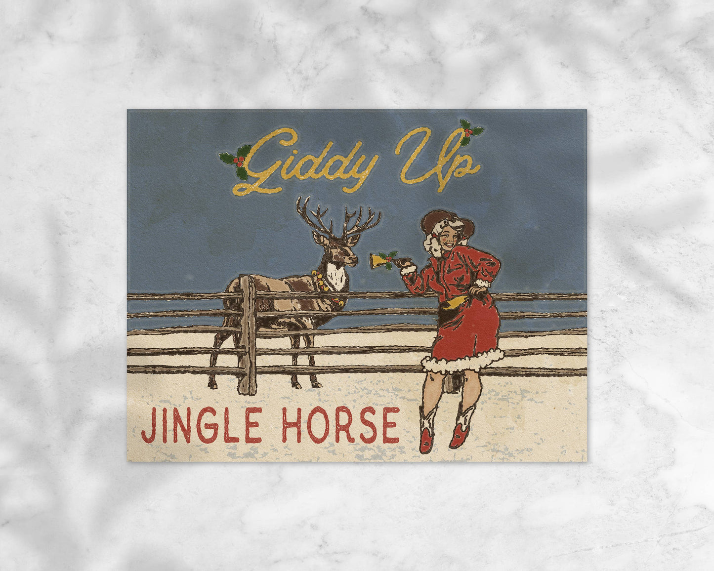 Giddy Up Jingle Horse Christmas Card | Western Holiday Greeting Card