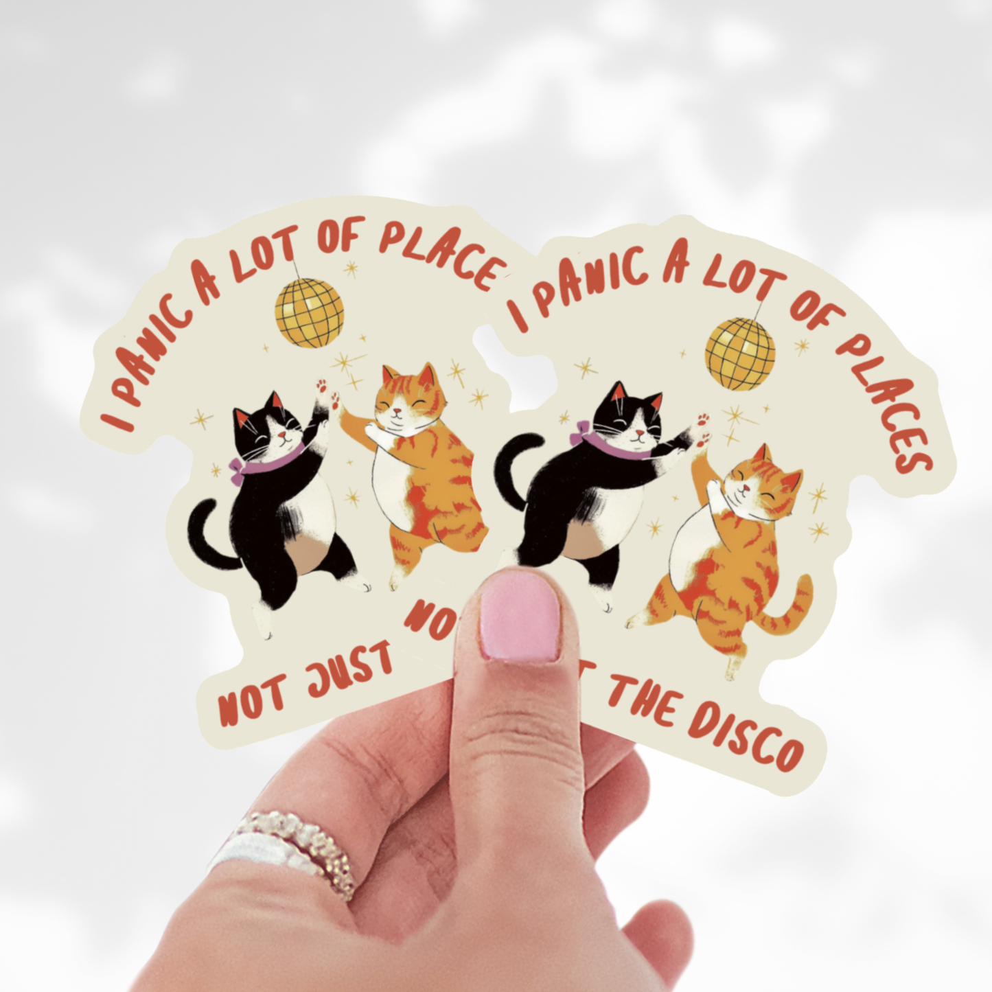 I Panic a Lot Just Not the Disco Sticker | Funny Cat Vinyl Sticker
