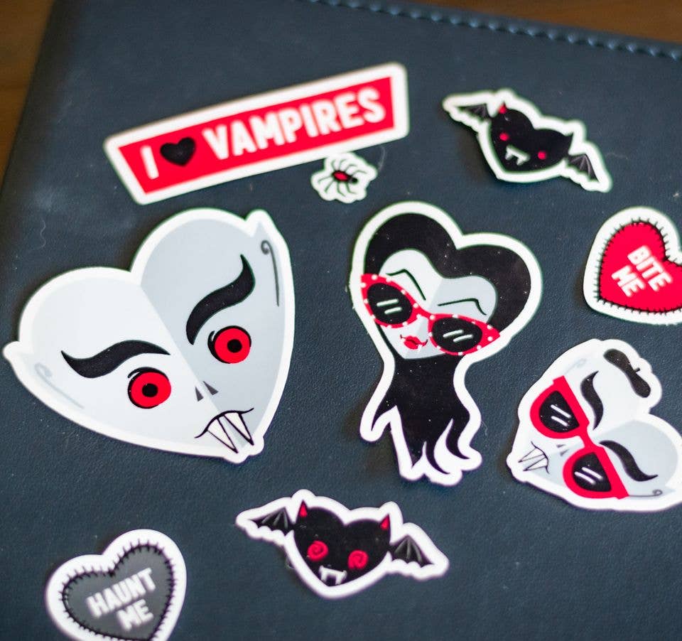 I ❤️ Vampires Vinyl Sticker Sheet | Cute Retro Vampire Stickers