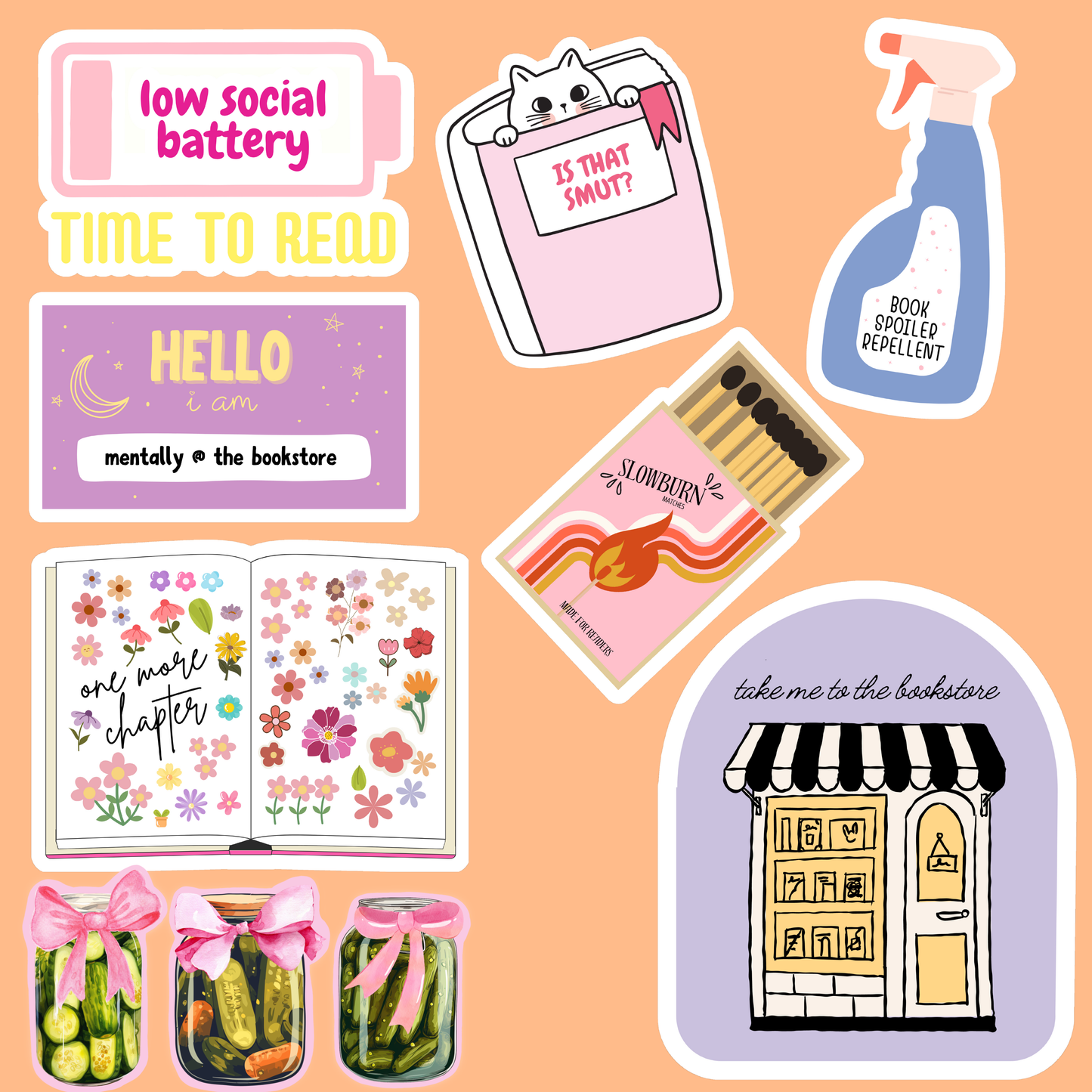 Kindle Bookish Sticker Bundle Pack (10 Stickers)