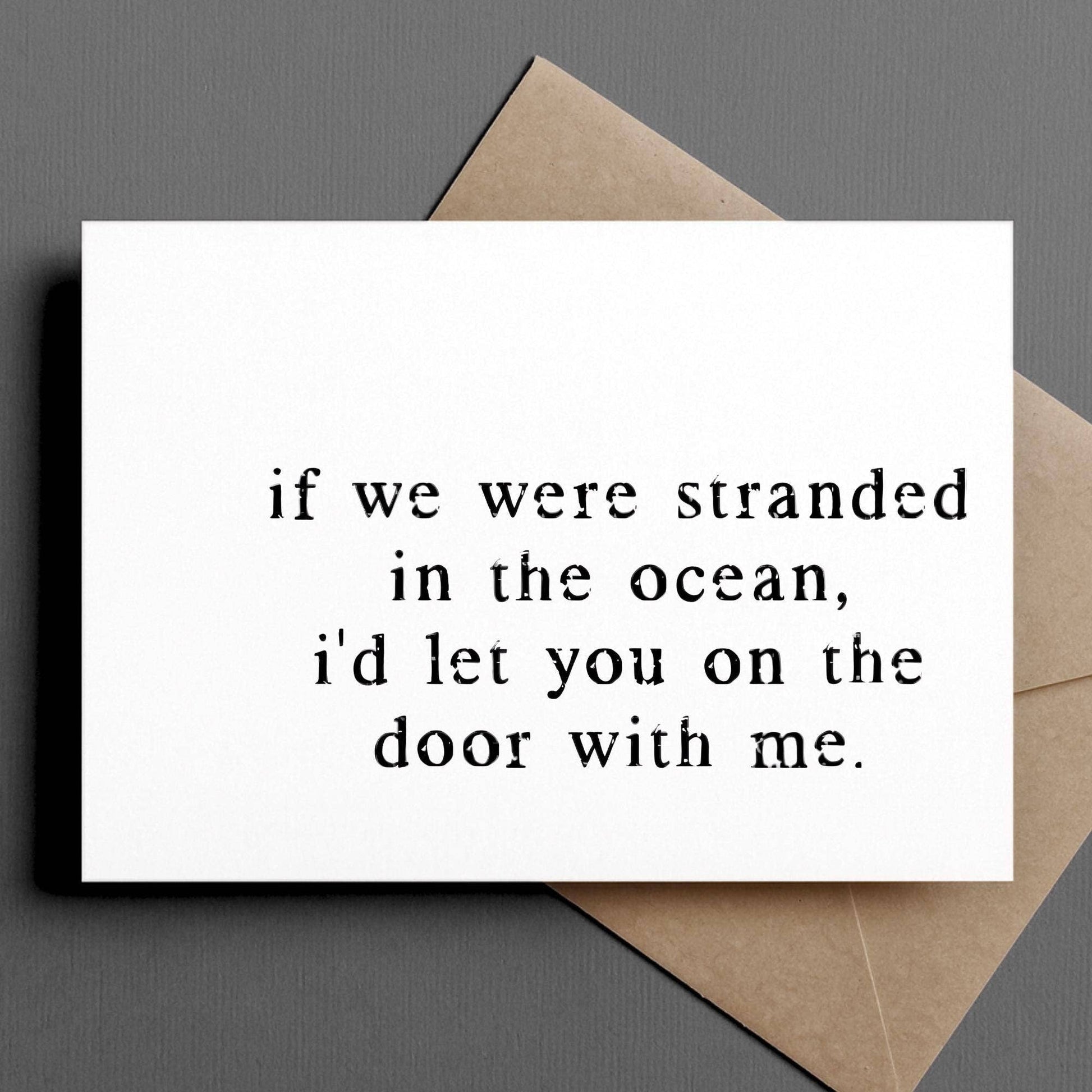 Card with humorous text on a gray background