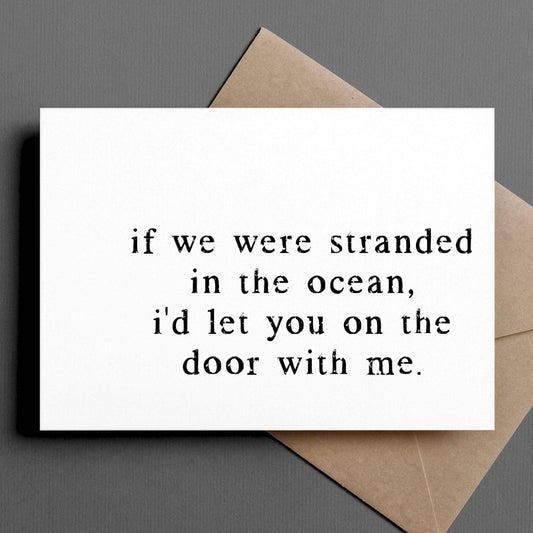 Card with humorous text on a gray background