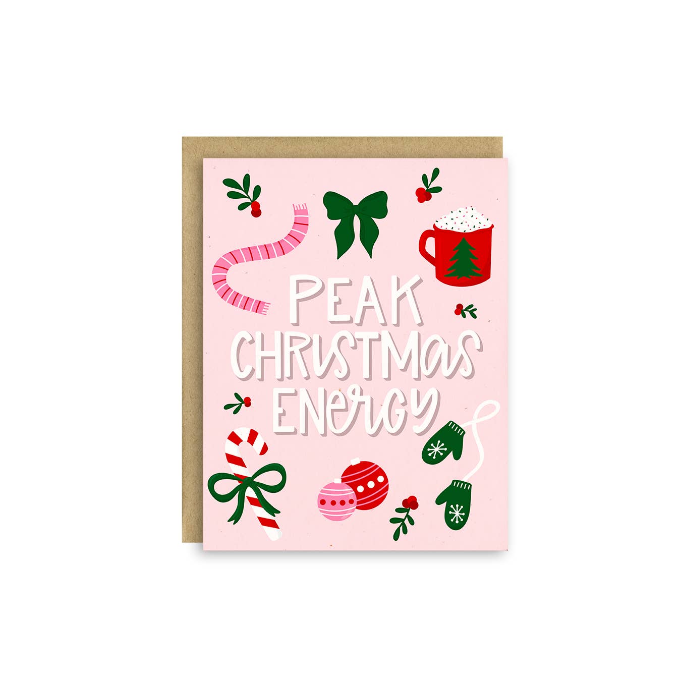 Peak Christmas Energy Card | Funny Pink Holiday Greeting Card